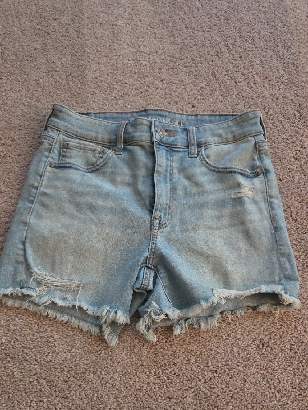 American Eagle Outfitters Light Wash Distressed Jean Shorts